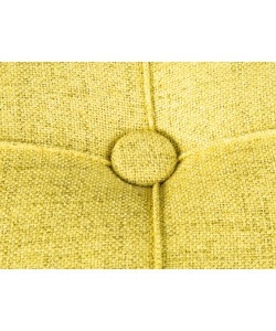 POUFF CONTENITORE IN TESSUTO GIALLO CHIARO TRAPUNTATO, 34X34X40 CM